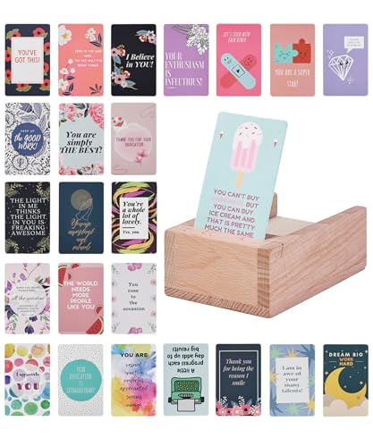 Cartes d'encouragement bien-être mental et joli support en bois durable