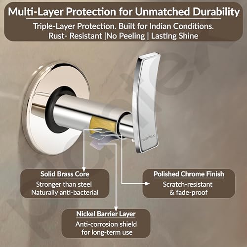 Image of Plantex Concealed Stop Cock /15mm Pure Brass Concealed Stop Valve Tap for Bathroom with Teflon Tape & Brass Adjustable Wall Flange - (Star, Chrome)