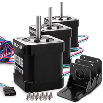 Stepper Motor Nema 17, AUKUYEE 3Pcs Nema 17 Stepper Motor Bipolar 1.7A 84oz.in(59Ncm) 47mm Body 4-Lead w/ 1m 4-Pin Cable and Connector with Mounting Brackets for 3D Printer/CNC