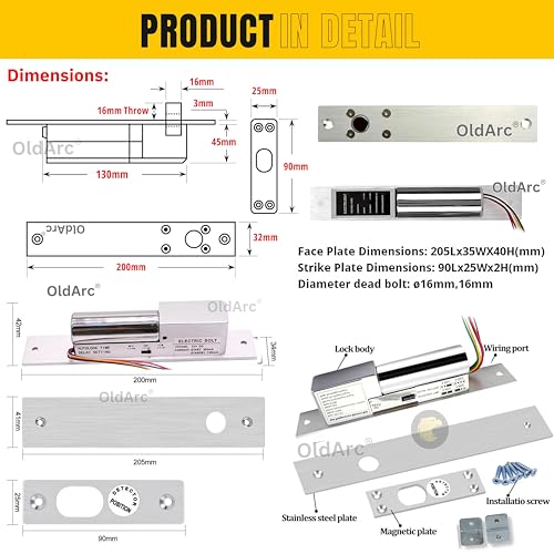 Image of OldArc EL5 Smart Electric Bolt Lock | 5 Wire Autolock Hidden Boltlock with Time Delay & Door Lock Feedback | 12VDC FailSafe Drop Bolt Lock for Metal Wooden Door Electronic Lock for Essl Access Control