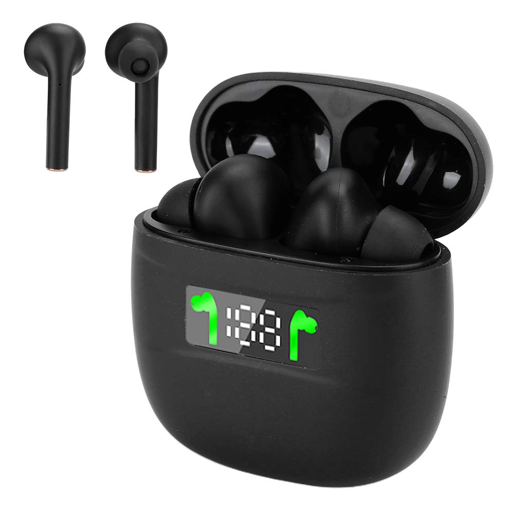 Yoidesu Bluetooth Headphones, Stereo Binaural Wireless Earphones with LED Power Display and Ergonomic Design, for Sports and Outdoor Activities (Black)