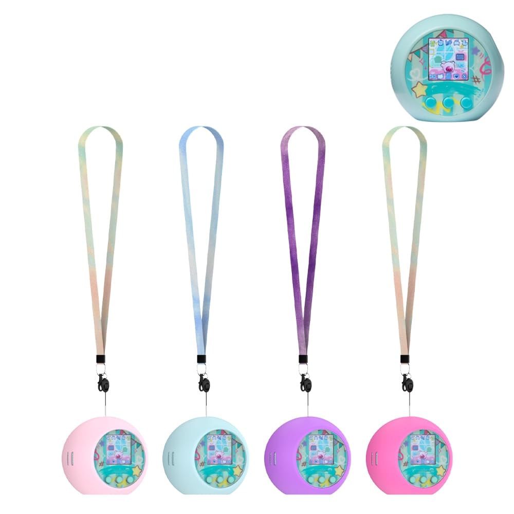 Hesupy Silicone Protective Case for Punirunes Interactive Digital Toy, Cute Skin Cover Sleeve with Neck Lanyard Easy Carry for Punirunes Electronic Pets Machine Anti-Scratch Protection (Purple)