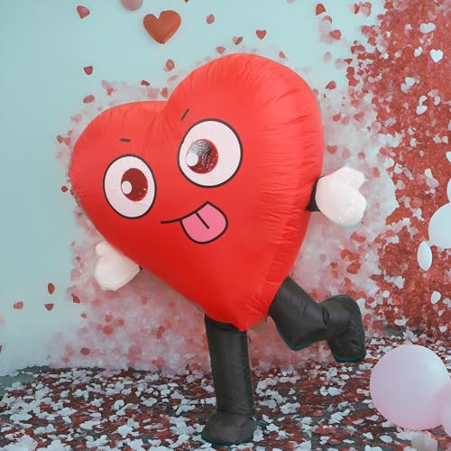 RHYTHMARTS Aufblasbares Rotes Liebesherz Kostüm für Erwachsene - Unisex - Aufblasbares Kostüm für Valentinstag & Feiertage