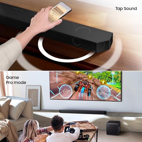 Image of Samsung 345 W True 3.1.2 ch Soundbar with Wireless Dolby Atmos | Q-Symphony | Center & Up-Firing Speakers | Wi-Fi | HDMI ARC | Optical in | Bluetooth | Wireless Subwoofer (HW-QS700F /XL, Titan Black)