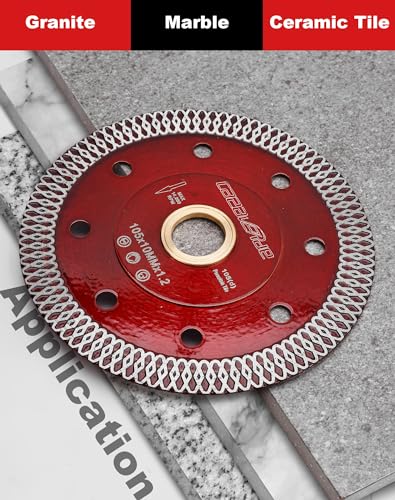 Image of Casaverde TOOLS 4 inch Diamond Porcelain Saw Blade (4 inch) | Fast,Clean Cuts with Great Life & Speed,Thin Turbo Mesh Rim, Suitable for Granite Marble Ceramic Tiles,7 /8 inch-5 /8 inch Arbor