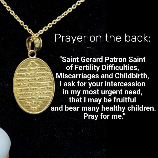 Gold Plated St. Gerard Necklace For Pregnancy - Vermeil Fertility Charm - Catholic Prayer For Pregnancy Necklace For Women Made In USA.3