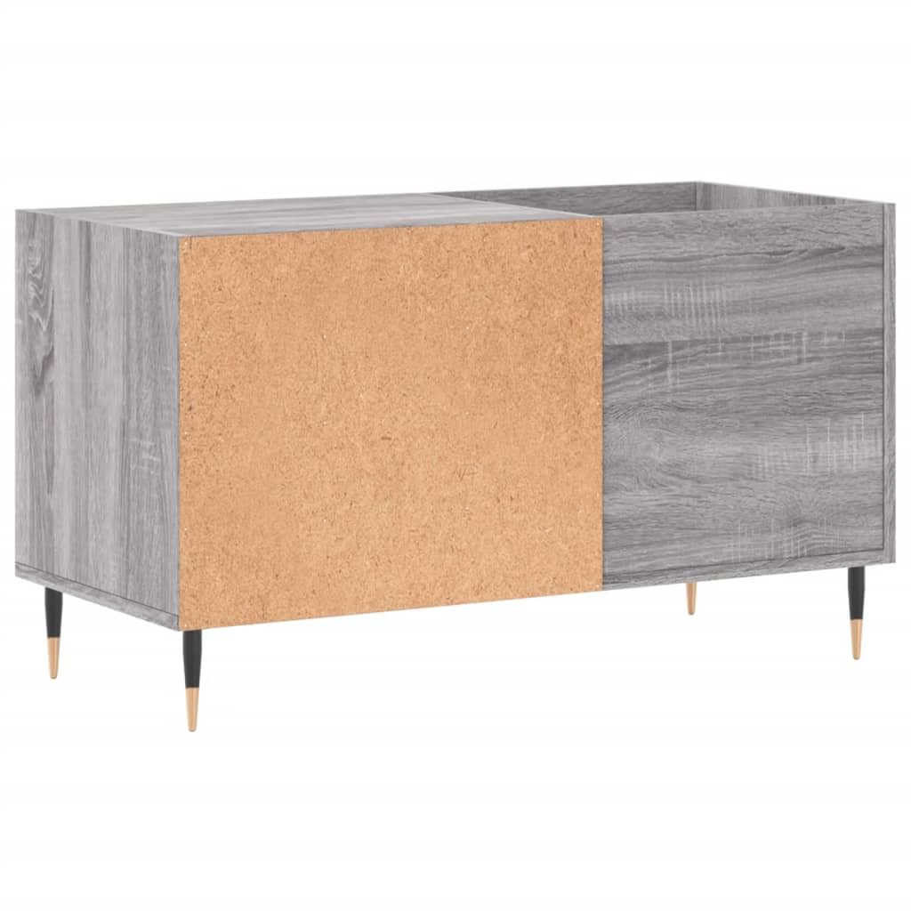 Armadio per dischi grigio Sonoma, 85 x 38 x 48 cm, scaffale in vinile | Tavolo per giradischi industriale con gambe in ferro per il soggiorno, ideale come mobile fonofonico e organizer per LP