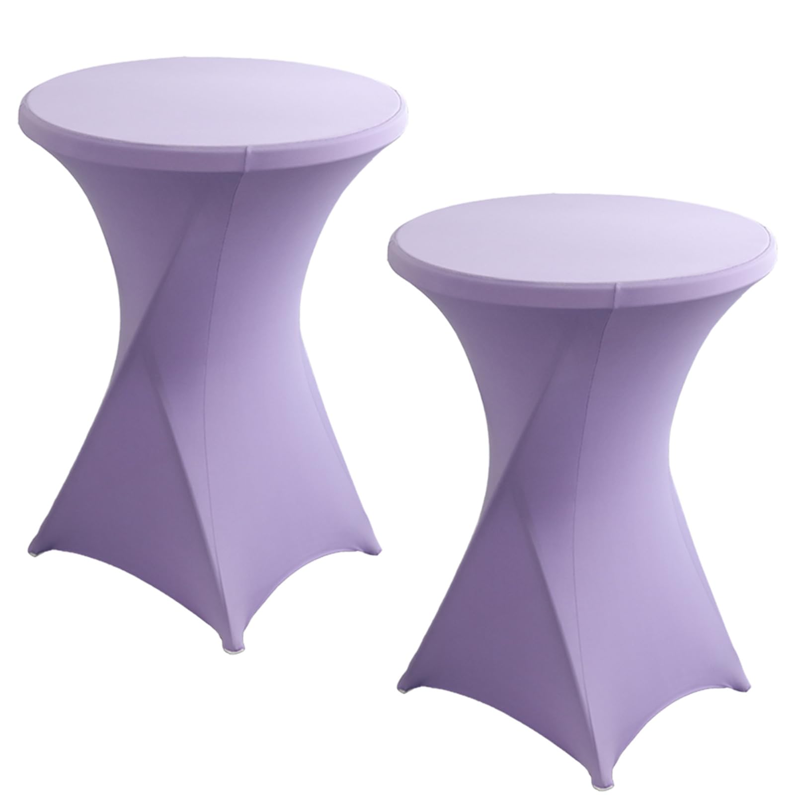 Rakila 2 Pack 43x32 Inch Spandex Round Tablecloth Cocktail Violet Table Covers Fitted Stretch Tablecloth for Wedding, Banquet, Party, Birthday