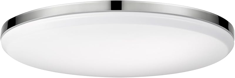 Globe Electric 65584 Lámpara de techo LED integrada de 14", acabado cromado, pantalla esmerilada, perfil bajo delgado, 2200 lúmenes, blanco cálido 3000K, certificación Energy Star