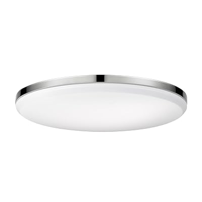 Globe Electric 65584 Ellington LED Integrated Flush Mount Ceiling Light Finish, Frosted Shade, Energy Star Certified, Ultra Slim Design, Chrome