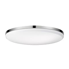 Globe Electric 65584 14 Integrated LED Flush Mount Ceiling Light Chrome Finish Frosted Shade Slim Low Profile 2200