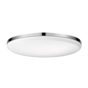 Globe Electric 65584 14 Integrated LED Flush Mount Ceiling Light Chrome Finish Frosted Shade Slim Low Profile 2200