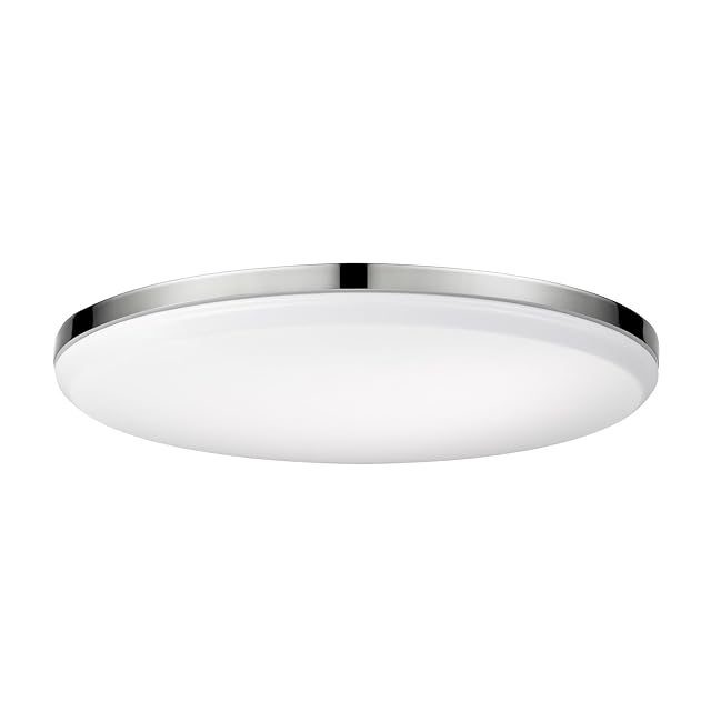 Globe Electric 65584 14 Integrated LED Flush Mount Ceiling Light Chrome Finish Frosted Shade Slim Low Profile 2200