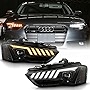 ACANII - For [Halogen Type] 2013-2016 Audi A4 S4 Upgrade LED SwitchBack Sequential Turn Projector Headlights Left+Right