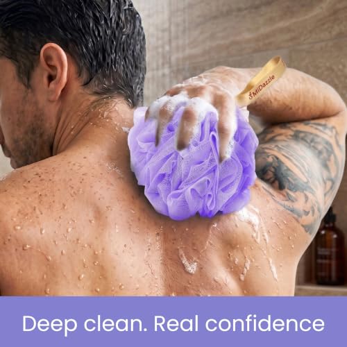 Image of Midazzle Luxury Loofah Bathing Sponge Exfoliator Scrubber for High Lather Cleansing (Pack of 2, Yellow & Green)