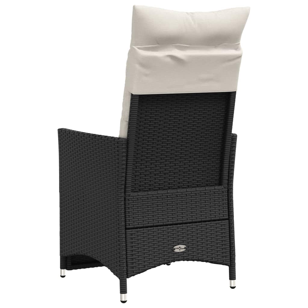 vidaXL Sillones reclinable jardín Cojines 2 uds ratán sintético Negro