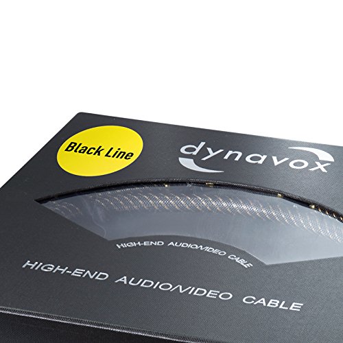 Dynavox Black Line cavo stereo RCA di alta gamma, cavo RCA premium con schermatura multipla, rame ad alta purezza, connettori placcati in oro 24k, 1.5m