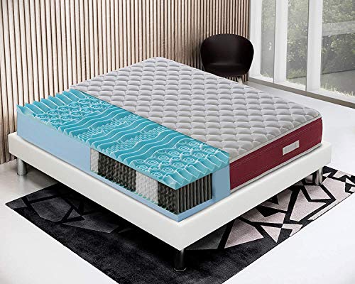 Colchón individual de muelles independientes ensacados con capa de Memory de 3 cm 9 zonas diferenciadas ortopédico - Ergonómico - Antibacteriano - Antiácaros (80 x 190) Cover