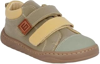 Botines niño barefoot botin de piel nobuk con cierre de tiras adherentes en color verde salvia y mostaza zapato respetuoso comodos y fabricados en España - 32