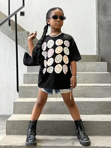 Floerns Girl's Cartoon Graphic Print Half Sleeve Crewneck Casual Tee Shirt3