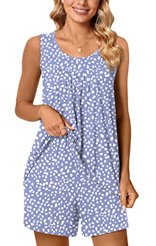 Image of POPYOUNG Pajama Set for Women Summer 2 Piece Lounge Shorts Sets Sleepwear