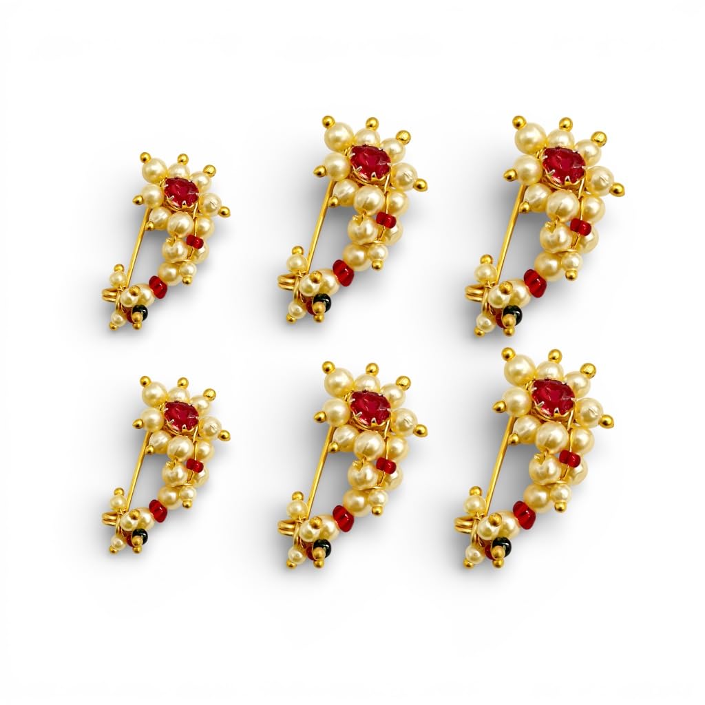 Maharashtrian Nath CZ Nose Ring Combo Non piercing Gold Plated Clip On Nose Pin For Women