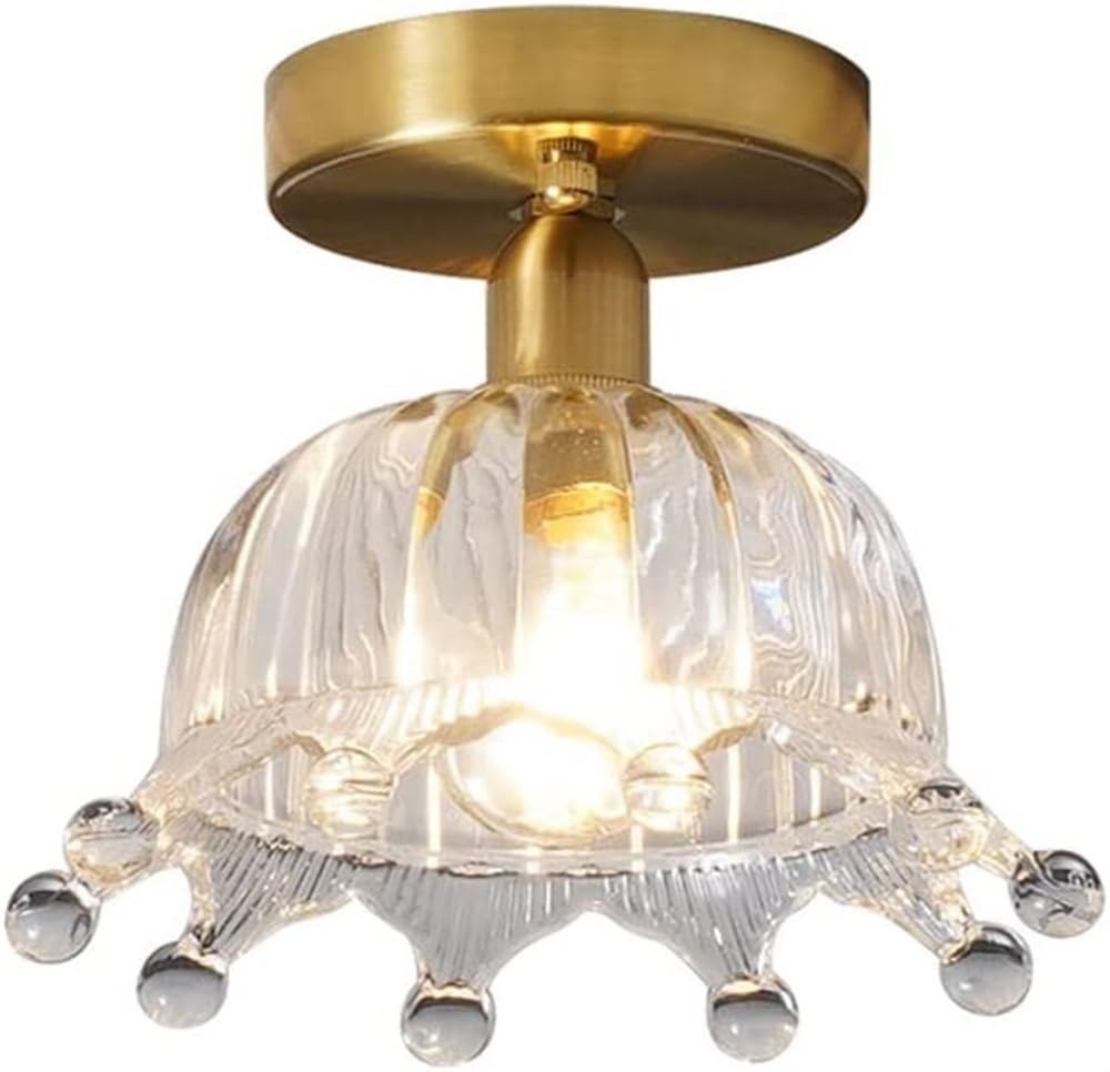 Plafonnier de style européen en cuivre et verre de luxe pour intérieur