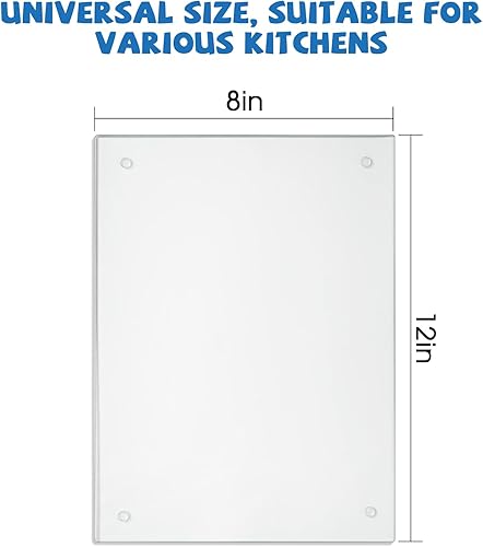 Miniatura 8 de Tabla de cortar de vidrio, vidrio templado transparente para cocina, 2 piezas (12 x 16 pulgadas y 12 x 16 pulgadas), con patas de goma,