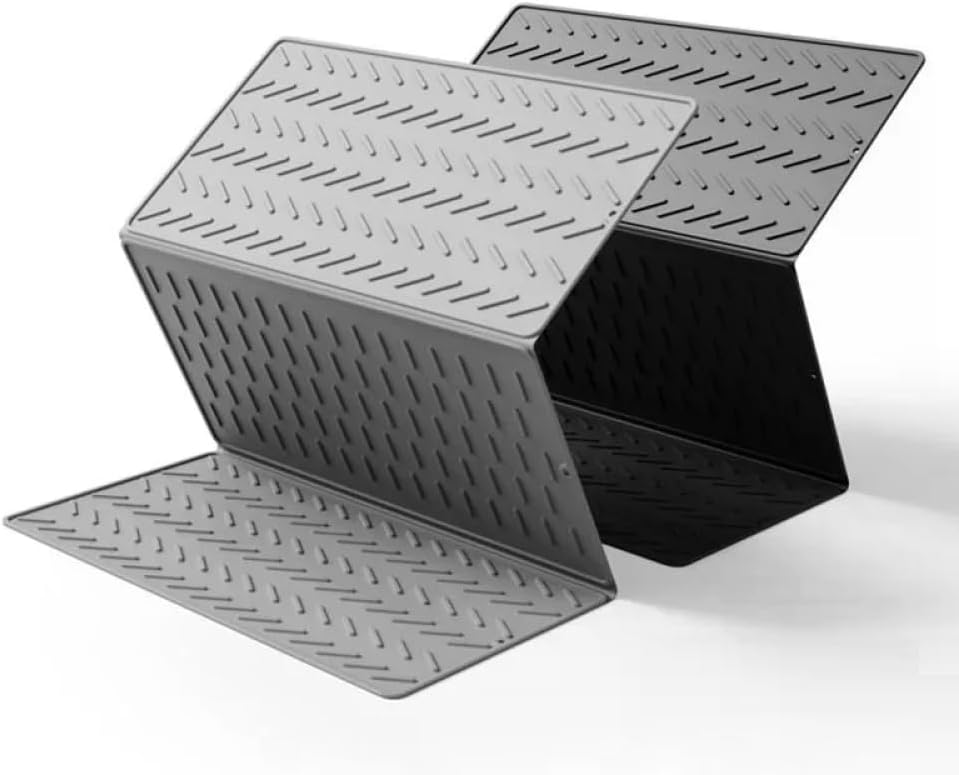 折りたたみシリコーン排水パッド乾燥マットポット皿排水マットキッチン食器用防水耐熱ノンスリップマットパッド - 色: Grey - サ