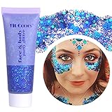 Paminify Blue Face Glitter Gel,Singer Concerts Music Festival Rave Accessories,Mermaid Body Glitter