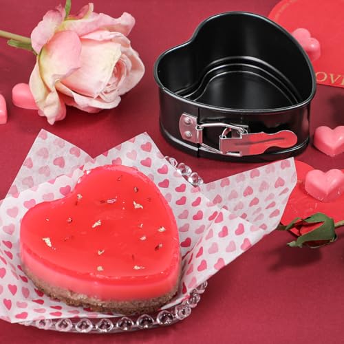 image for Webake Springform Pan 4 inch Heart Shape Mini Cheesecake Pan Set of 2,