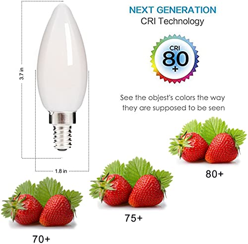 Hola Led Candelabra Bulb, 40W Equivalent Led Chandelier Bulb, Dimmable Led Lamp Bulb E12 Base, Warm White 2700K Led Filament Bulb Milk White Glass, 4W 400 Lumens 360 Beam Angle, 6 Pack #TOP2