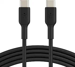 Product image: Belkin USB-C to USB-C Cable Fast Charging Cable (2M/6.6ft) for iPhone 16, iPhone 16 Pro, iPhone 16 Pro Max, Galaxy S25, S24, Note, Pixel, iPad Pro, Nintendo Switch 2, Carplay & More - Black