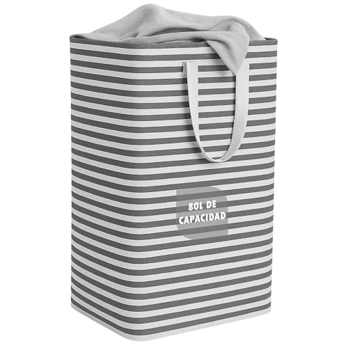 FRAVAST® Cesto Ropa Sucia 80 L + Guía Digital de Organización Gratis | Cesta Ropa Sucia 67x40x30cm | Cubo Ropa Sucia con Asas