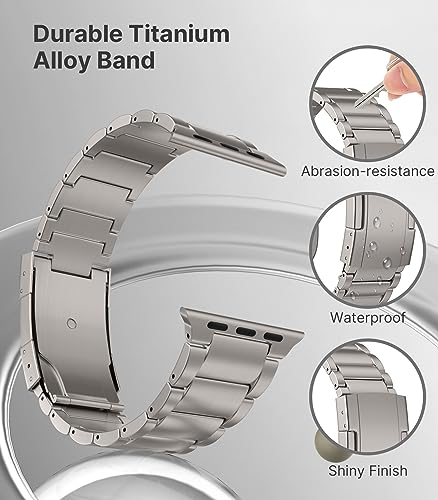 Image of MoKo Upgraded Titanium Watch Band, Compatible with Apple Watch Ultra 3 / Ultra 49mm, Replacement Strap for iWatch 46mm /45mm /44mm /42mm, Metal Band for Series 11 /10 /9 /8 /7 /6 /5 /4 /3 /2 /1 /SE3 /SE2 /SE