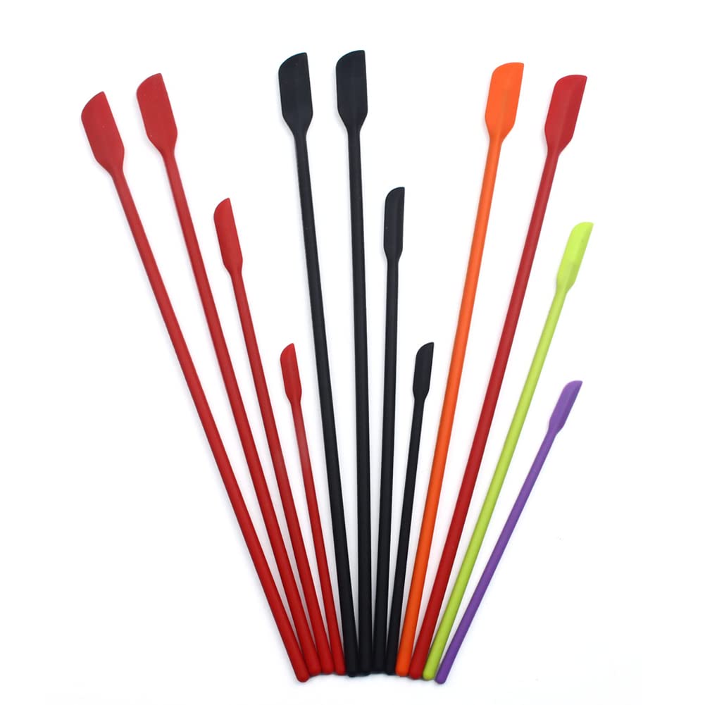 CANDeal 12 Pcs 3 Sizes Silicone Spatula Set Mini Jar Scraper Small Silicone Spatula Makeup Spatula Mini Spatula Lotion Stirrer