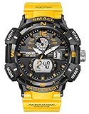 Fanmis Men's Womens Multi-Function Cool S-Shock Sports Watch LED Analog Digital Waterproof Alarm - Orange