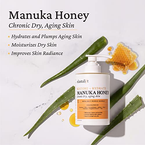 Elastalift Manuka Honey Face & Body Lotion Moisturizing Cream For Lifting, Firming, Tightening Skin. Anti Aging Skin Care Lotion W/Royal Jelly, Propolis, Beeswax Improves Skin Radiance, 15 Fl Oz #TOP2
