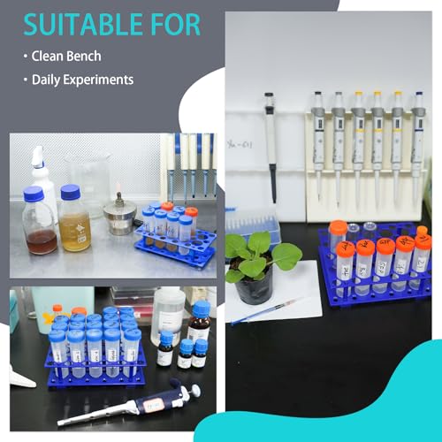 LSVERDE 2 Pack Test Tube Rack,56 Well Deep Blue Detachable Plastic Centrifuge Tube Holder for 10ml/15ml/50ml