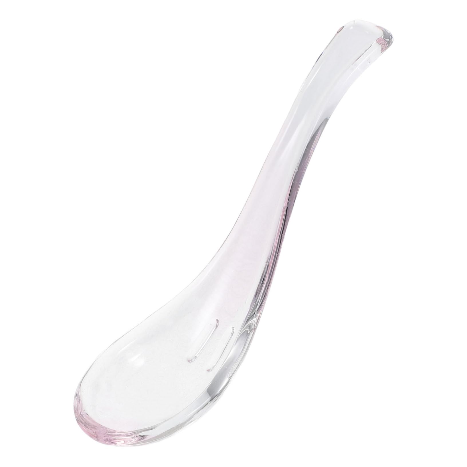 BRIGHTFUFU Glass Spoon Soup Spoons Chinese Spoons Asian Spoons Serving Spoon Appetizer Spoons Asian Soup Spoon Cereal Spoon Dessert Spoon Kitchen Spoon Sauce Spoon Household Tablespoons Pink