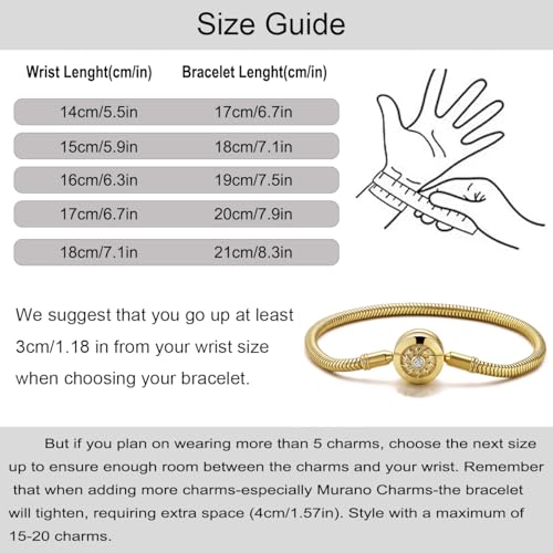 925 Sterling Silver Bracelets for Women, Snake Chain Charm Bracelet Fully Compatible with Pandora Charms, Non Tarnish Jewelry Gifts, Fits Any Charm Gift for Women4