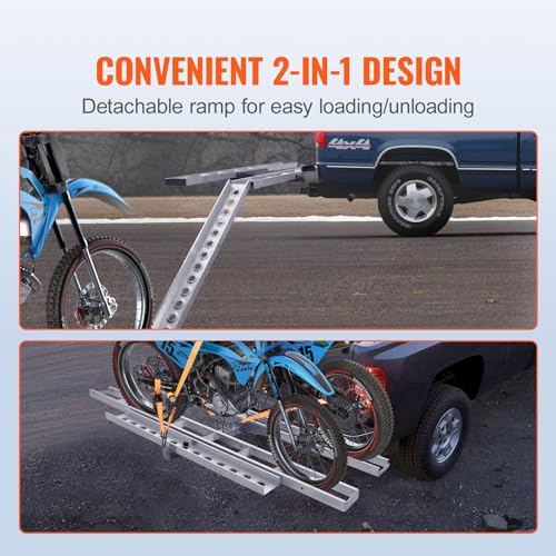 Vevor ALUMINUM MOTORCYCLE CARRIER 600 LBS Motorcycle Hitch Carrier 600 Lbs, Aluminum Dual Motorcycle Carrier Hitch Mount, With Loading Ramp, Scooter Dirt Bike Trailer Hauler thumb #4