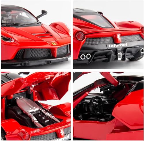 Image of Diecast Toy Car Sports Model Car Zinc Alloy Simulation Casting LaFerrari Pull Back Vehicles,1:32 Scale Supercar Toys with Lights and Sound for Toddlers Kids Children Boys Girls Gift (red)