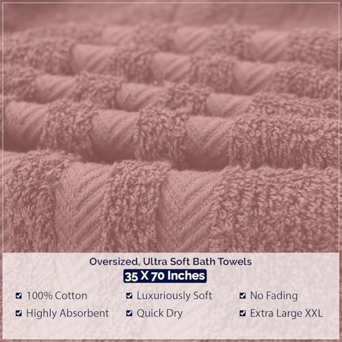 Image of DAN River 2 Pack Bath Sheets Extra Large 35x70, Large Bath Towels for Adults, XL Oversized Heavy Duty Towel Set, 600 GSM 100% Ring Spun Cotton, Soft Quick Dry, Dusty Rose