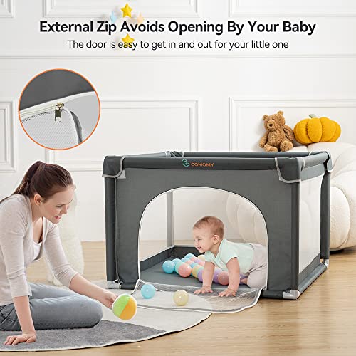 Image of COMOMY Playpens for Babies and Toddlers, Small Baby Play Pens, Activity Center for Safe and Non-Slip Baby Fence, Full Mesh Design, Indoor & Outdoor Kids Activity Center (Dark Grey, 36 inchx36 inch)