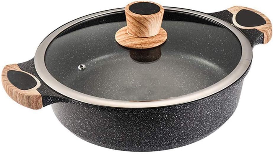 Tiptop Kicthenware Deep Shallow Pot For Cooking, Induction Non Stick Casserole Dishes Casserole Dishes With Lids, Pots -Marble Coated Japanese Saute Pan With Lid (24cm)