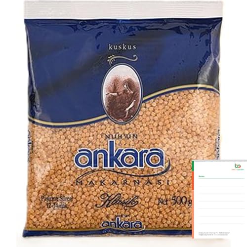 Nuh'un Ankara Klassische Couscous 500g, Hochwertige Türkische Couscous- Traditioneller Geschmack wie hausgemacht - Schnell & einfach zuzubereiten + Ben's Garden Notiz Set