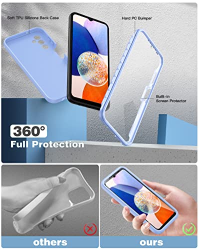 Fntcase For Samsung Galaxy A14 5G Case: Shockproof Silicone Protective Phone Case With Built-In Screen Protector - Slim Dual Layer Rugged Durable Drop Proof Tpu Protection Cover (Periwinkle Blue) #TOP1