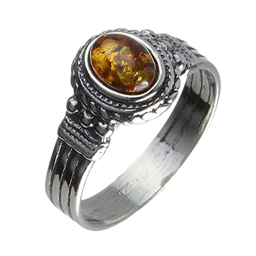 HolidayGiftShops Tamaño de Anillo de Plata esterlina y Miel báltica, ámbar, Estilo gótico: 8.5 HolidayGiftShops Tamaño de Anillo de Plata esterlina y Miel báltica, ámbar, Estilo gótico: 8.5