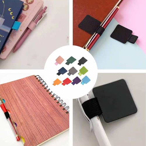 10 Stück Leuchtturm Stiftschlaufe Selbstklebend,Farbe Stifthalter Notizbuch für Buch,Stifthalter Selbstklebend,Stiftschlaufen-Halter Stiftehalter Notizbuch,Leuchtturm Pen Loop (Dunkle Farben)